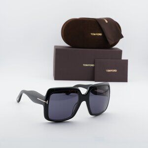 Tom Ford Aurora FT1194 52E Square Sunglasses - Black/Smoke
